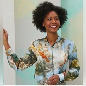 Carlisle Collection Silk Button Down Victorian Blouse .size (6,12) available